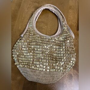Y2K Gold Sequined knitted hobo bag murval paris